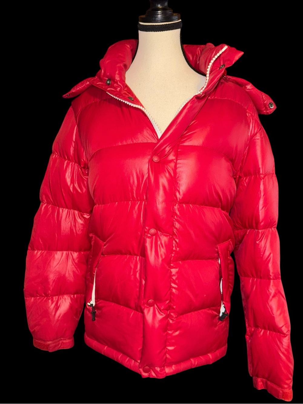 CAMP7 Womens M Red Down Puffer Jacket 90% Down Fur Hood Y2K Outdoor Coat cozy
